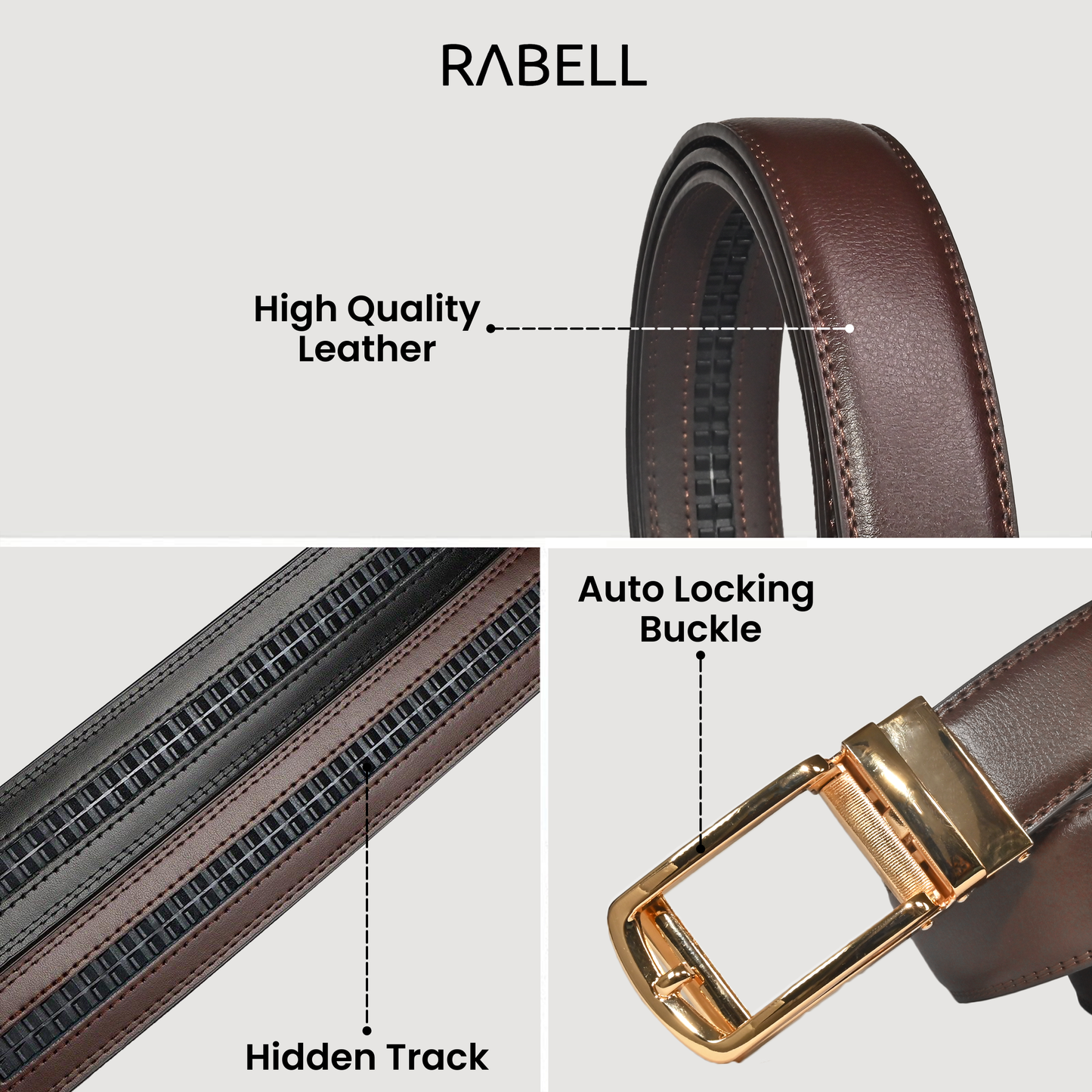 RABELL Genuine Leather Belt Fit's size 28 to 46 inch (Amber Gold)