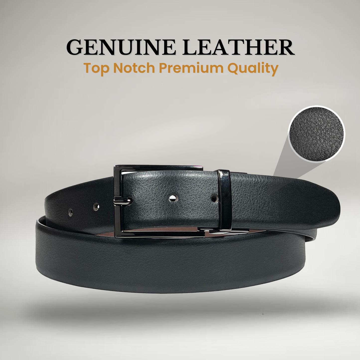 RABELL Reversible Italian Leather Belt Fit's size 28 to 46 inch (Titan Black)