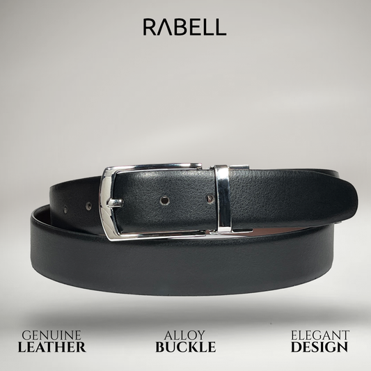RABELL Reversible Italian Leather Belt Fit's size 28 to 46 inch (Silver)