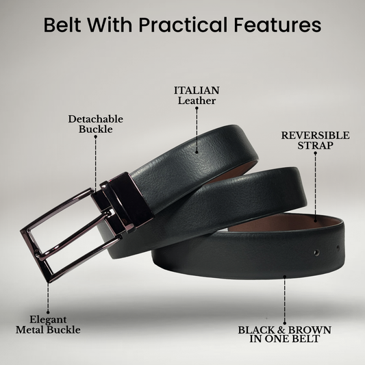 RABELL Reversible Italian Leather Belt Fit's size 28 to 46 inch (Magnum Brown)