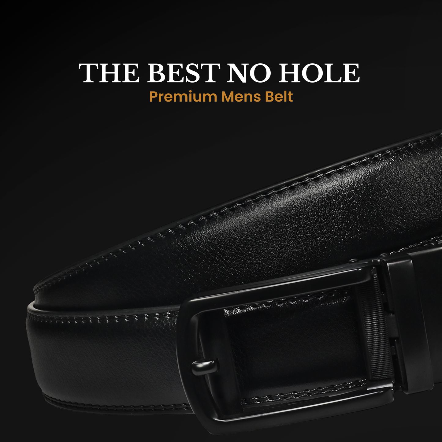 RABELL Genuine Leather Belt Fit's size 28 to 46 inch (Phantom black)