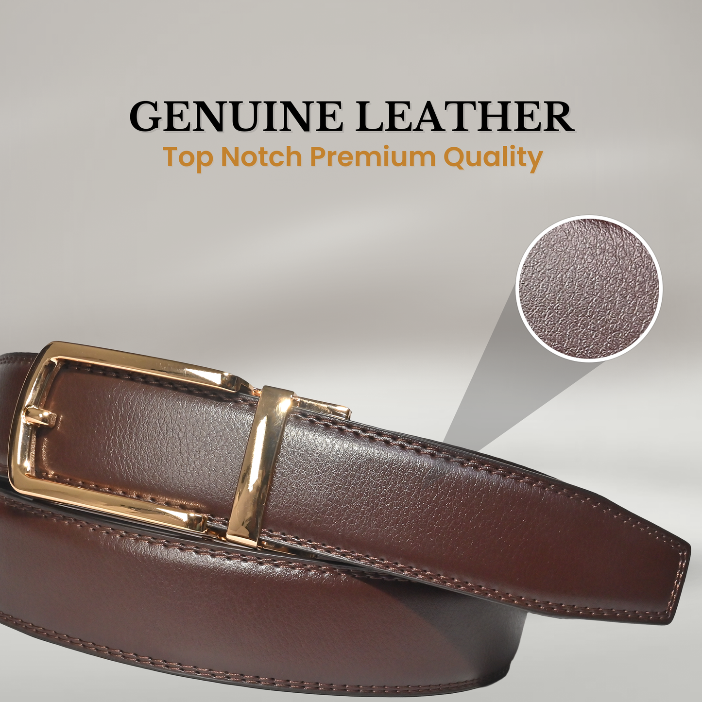 RABELL Genuine Leather Belt Fit's size 28 to 46 inch (Amber Gold)
