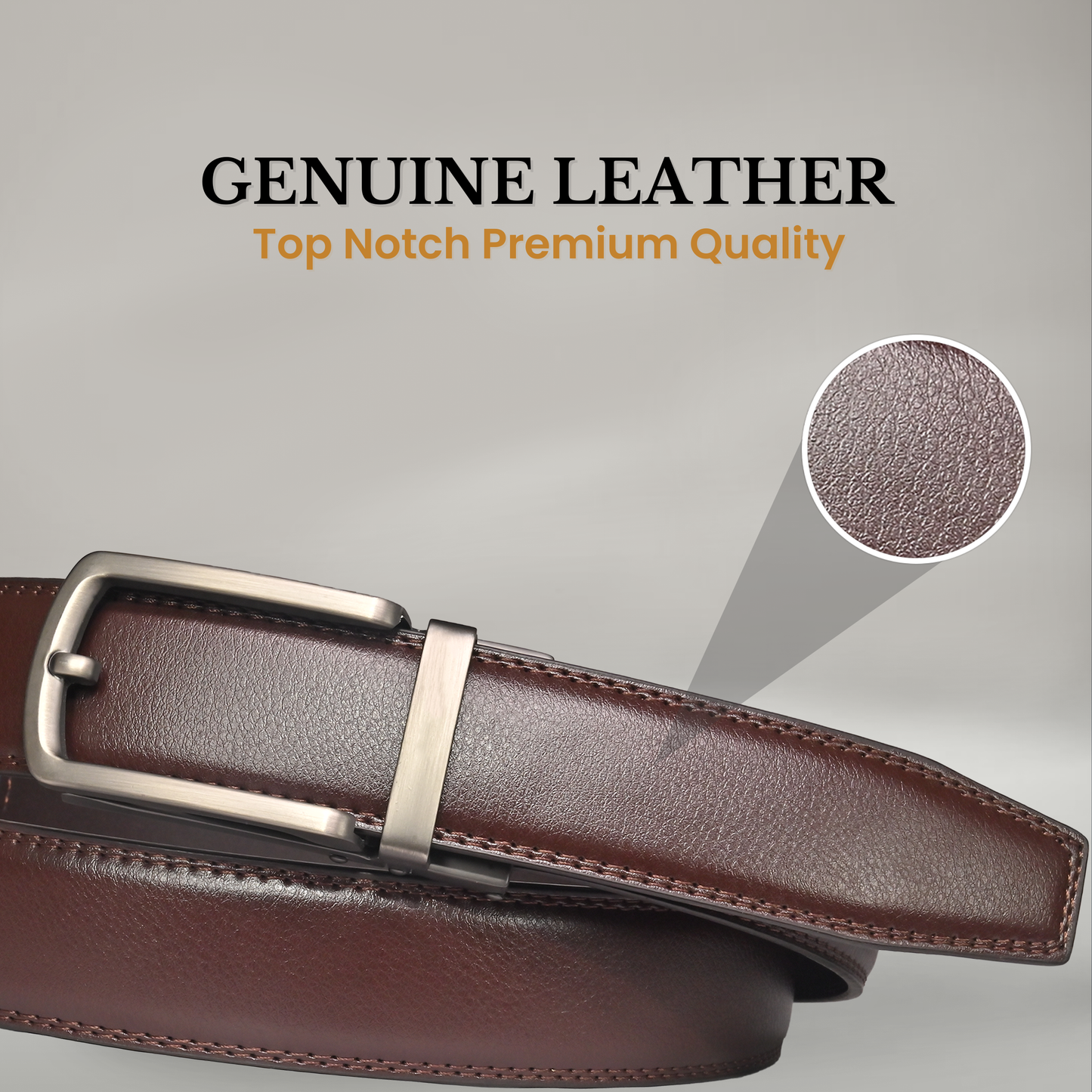 RABELL Genuine Leather Belt Fit's size 28 to 46 inch (Gun metal)