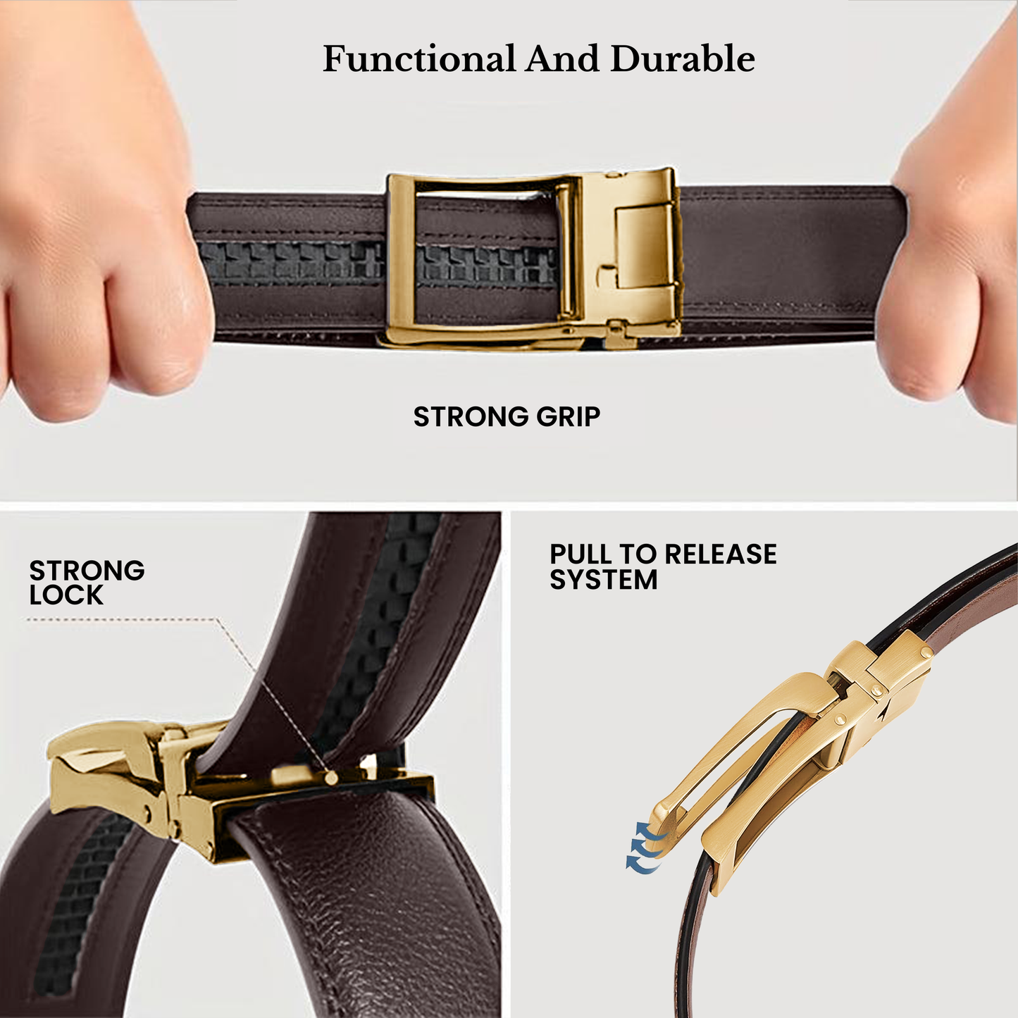 RABELL Genuine Leather Belt Fit's size 28 to 46 inch (Amber Gold)