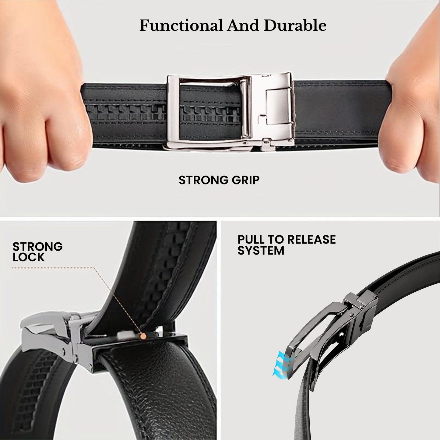 RABELL Genuine Leather Belt Fit's size 28 to 46 inch (Titan Black)