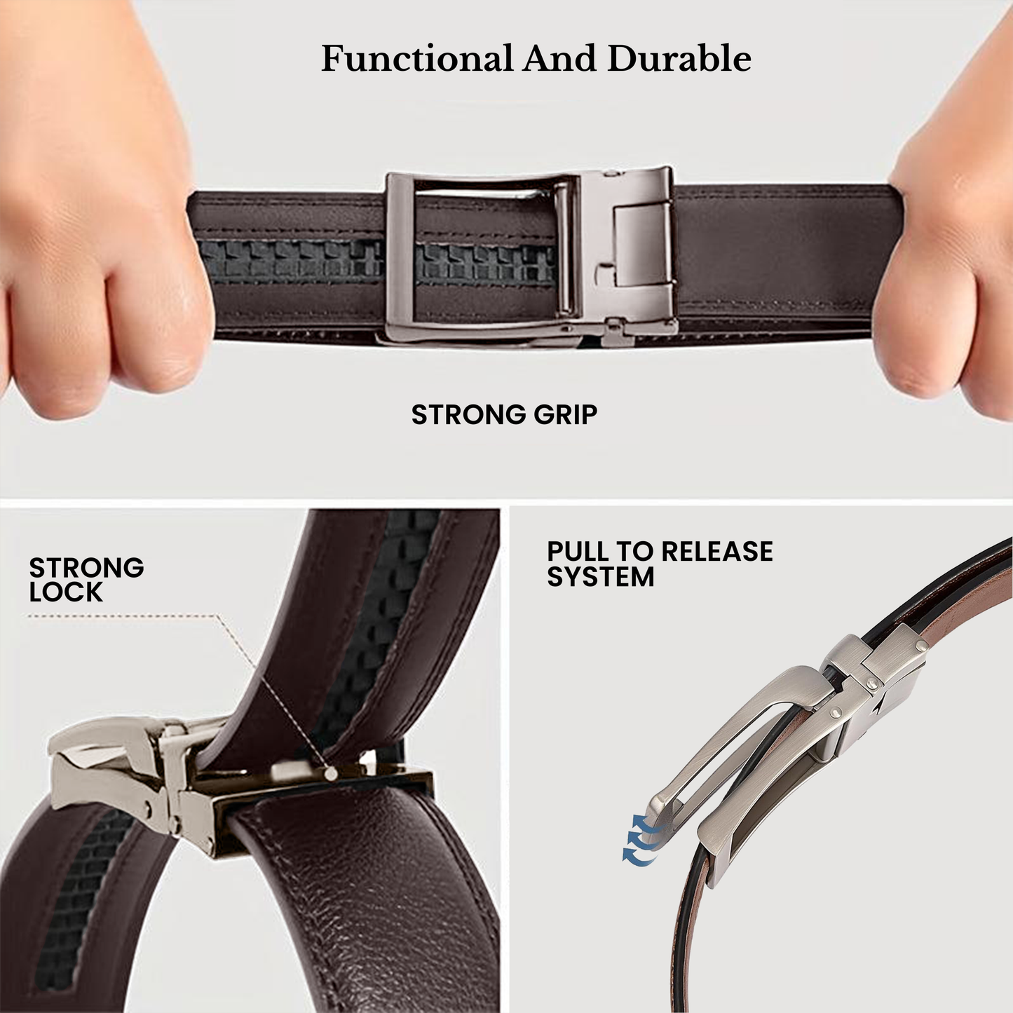 RABELL Genuine Leather Belt Fit's size 28 to 46 inch (Gun metal)
