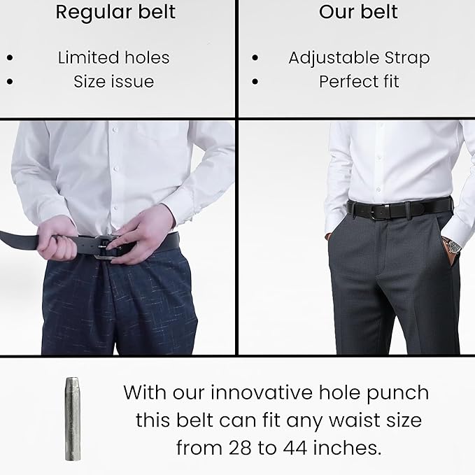 RABELL Genuine Leather Belt Fits Waist up to 46 inches