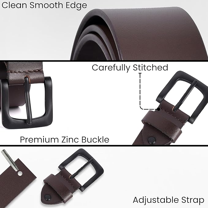RABELL Genuine Leather Belt Fits Waist up to 46 inches