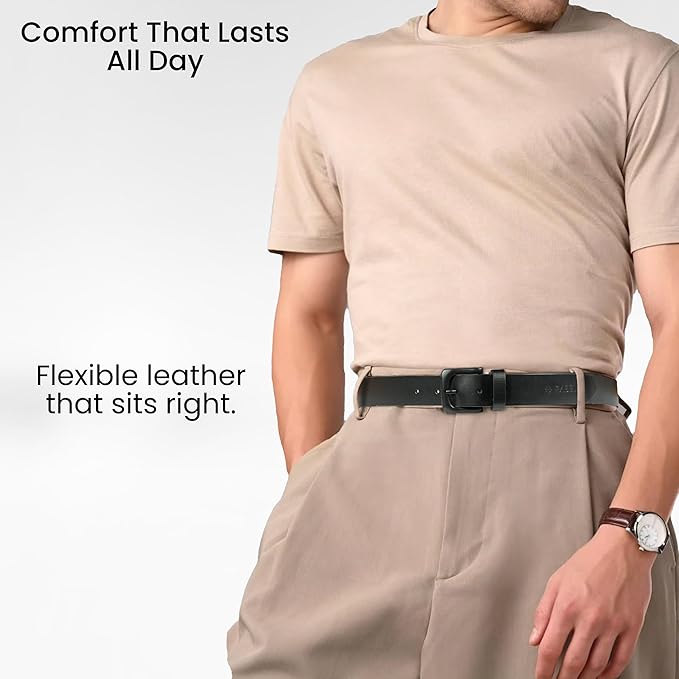RABELL Genuine Leather Belt Fits Waist up to 46 inches