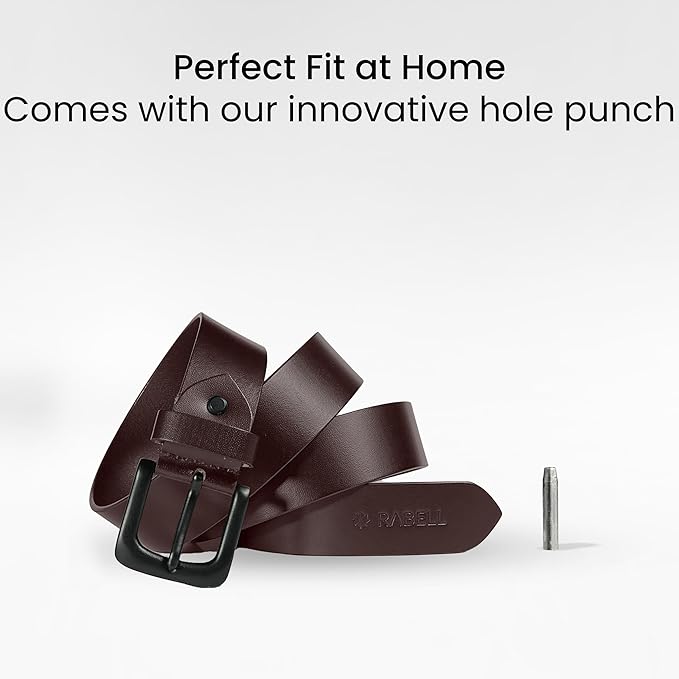 RABELL Genuine Leather Belt Fits Waist up to 46 inches