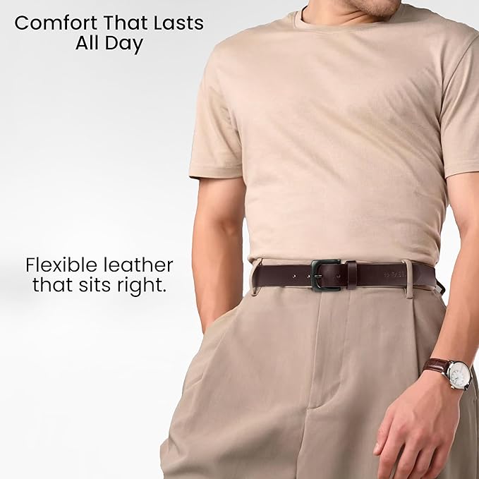 RABELL Genuine Leather Belt Fits Waist up to 46 inches