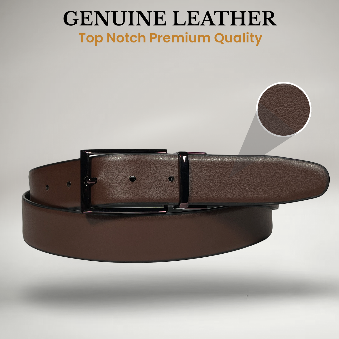 RABELL Reversible Italian Leather Belt Fit's size 28 to 46 inch (Magnum Brown)