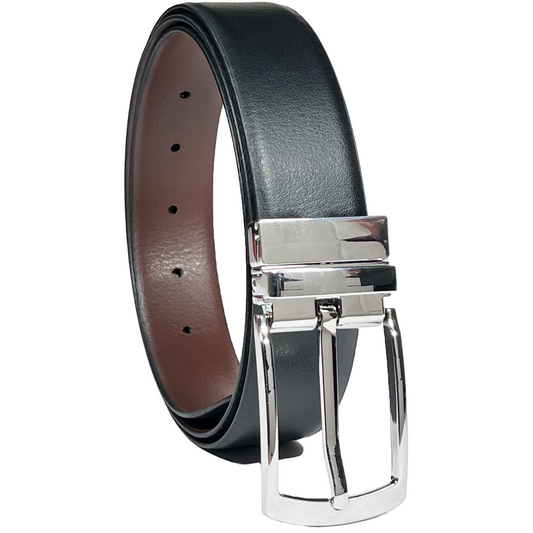 RABELL Reversible Italian Leather Belt Fit's size 28 to 46 inch (Silver)