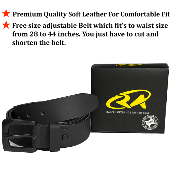 Black Smooth Leather Belt - Image 3