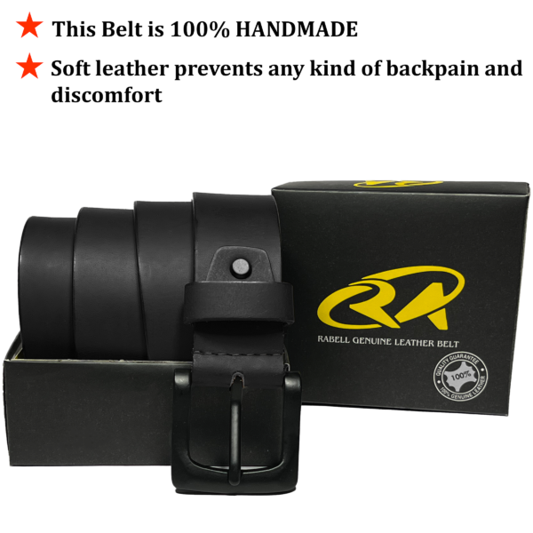 Black Smooth Leather Belt - Image 4